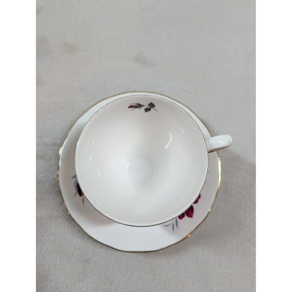 Vintage Colclough Teacup‎ and Queen Anne Saucer Mismatched Bone China Rose Set